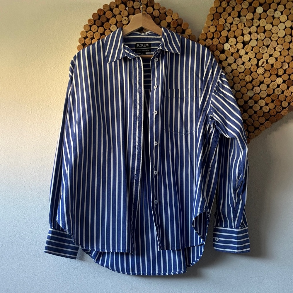 Jcrew Oversize Etienne Cotton striped button down shirt size Small